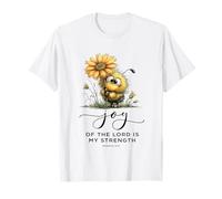 Joy of The Lord Is My Strength Scripture Cute Bee Girasole Maglietta