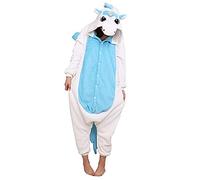 Joy Start Pigiama unisex per adulti con animale, per carnevale, Halloween, cosplay, costume da notte (Blue Unicorn, Large)