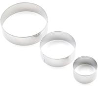 JOY STORE Formine per biscotti in acciaio inox. Taglia biscotti a forma di cerchio. Set di 3 pezzi.