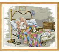 Joy Sunday Kit per punto croce 14CT a trama contata, Include Tela Aida, Filo di Cotone, Ago e Disegno - Ideale per Adulti e Principianti, Coppia Anziana 44cm X 36cm