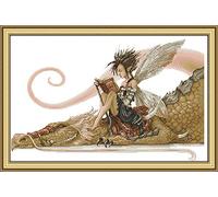 Joy Sunday Kit per punto croce 14CT a trama contata, Include Tela Aida, Filo di Cotone, Ago e Disegno - Ideale per Adulti e Principianti, La Ragazza Che Cavalca Il Drago 53cm × 36cm