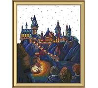 Joy Sunday Kit per Ricamo a Punto Croce con Disegno Stampato, Completo di Filo e Ago - Ideale per Bambini e Principianti-Castello Magico 34 Cm X 42 Cm