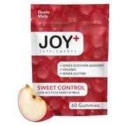 JOY+ Sweet Control Integratore Alimentare, Gusto Mela, 60 Gummies | Gommose con Vitamine B6 e B12, FOS, Aceto di Mele, Succo di Melagrana e Cromo, Senza Zuccheri Aggiunti, Vegan, Senza Glutine