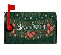 Joy to the World - Coperture magnetiche per cassetta postale, 45,7 x 53,3 | Rami di pino, copertura per cassetta postale, bacche di agrifoglio, verde invernale, sentimento festivo