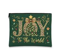 Joy to the World, trousse per trucchi con stampa leopardata, astuccio per cosmetici da donna, portatile, con cerniera, organizer da viaggio per articoli da toeletta, Verde, 7x9 Inch, Gioia