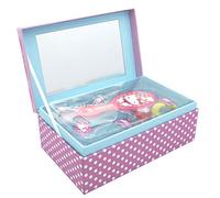 Joy Toy- Hello Kitty - portagioie con 6 Accessori: 2 mollette, Anello, Elastico per i Capelli, Braccialetto, Spazzola - 18x11,5x7 cm