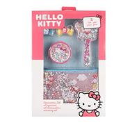 Joy Toy - Hello Kitty Set 5 Pezzi: Borsetta necessaire 21x1x14,5 cm, Spazzola e Specchio con Effetto Neve di Stelle e Due Elastici per i Capelli - in Confezione Regalo 24,5x4,5x36 cm