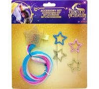 Joy Toy - Unicorn Academy Stars Set: clip per capelli con capelli colorati e 4 clip per capelli glitterati
