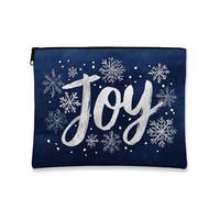 Joy Trousse per il trucco, blu navy, con fiocchi di neve, borsa da viaggio invernale per donne, piccola borsa portatile in tela con cerniera, borsa da toilette per la cura della pelle delle vacanze