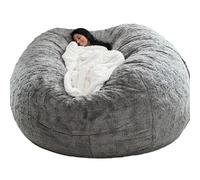JOYALY Fodera per pouf per pouf a forma di pera, per pouf rotondo, colore: grigio chiaro, 150 x 75 cm