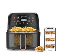 joyami Friggitrice ad aria calda 6L con controllo touch screen senza olio, per finestra trasparente, friggitrice ad aria calda con 8 programmi, Air Fryer 1350 W, nero