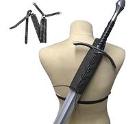 Joyan Medievale Retrò Spada Schienale Fodero Portabrana, Regolabile Guerriero Costume Custodia Protettiva Spada Pelle Fibbia Fondina per Adulti Uomini, Nero