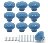 Joyangy Confezione da 10 pomelli in ceramica per armadietti, 32 mm, blu, rotondi, per cassetti e cassettiere, maniglie con viti, per armadi da cucina, armadi, camere dei bambini, mobili per camera da