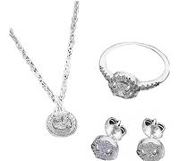 Joyas de Plata esterlina Collar de Cristal Brillante Pendiente Anillo Conjunto de joyas Como para Mujeres Fashion Professionals