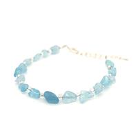Joyas Minerales Braccialetti in Chips di Pietre Naturali con Chiusura | Misura Regolabile | Pietre 100% Autentiche - Include Scatola per Gioielli (Acquamarina 6x8 cm)