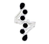 joyas plata anello in onice nero sfaccettato multistrato gemma naturale multi pietra - anello in onice nero argento massiccio - gennaio nascita anello con gemma naturale astrologia capricorno