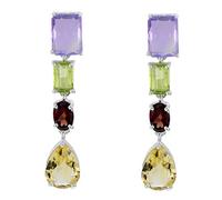 joyas plata orecchini in argento massiccio a strappo sfaccettato multi forma a quattro pietre preziose