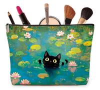 Joybble Borsa per trucchi, borsa per trucchi a forma di gatto, per donne e ragazze, regalo per donne, piccola borsa per il trucco piatta, borsa per cosmetici da viaggio, organizer per articoli da