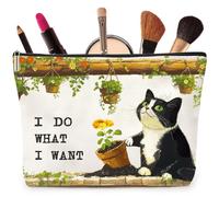 Joybble Borsa per trucchi, borsa per trucchi a forma di gatto, per donne e ragazze, regalo per donne, piccola borsa per il trucco piatta, borsa per cosmetici da viaggio, organizer per articoli da