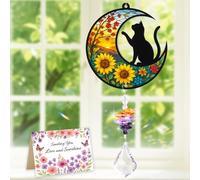 Joybble Regalo per gatti, regalo per donne, acchiappasole in cristallo, acchiappasole da giardino, regalo commemorativo per la perdita di gatti, in acrilico, per patio, giardino, albero da appendere