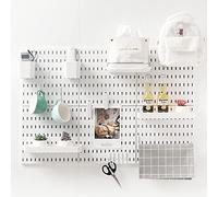 JoyBHole Kit combinato per pannello forato con mensola e ganci, senza punzonatura, per garage, cucina, soggiorno, bagno, ufficio, organizer da parete (bianco, 83,8 x 55,9 cm)