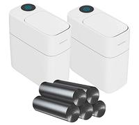 JOYBOS PK5467 - Set di 2 cestini per cestini, design ad assorbimento automatico, 10 l, per casa o ufficio, con 140 sacchetti della spazzatura, 10 litri, polipropilene, bianco