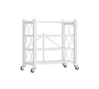 JOYBOS - Scaffale pieghevole a 4 ripiani con ruote, senza montaggio 71x34x125cm bianco