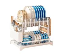 JOYBOS Scolapiatti a due altezze in acciaio inox e colore bianco