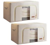 JOYBOS, Set di 2 scatole per vestiti, 48 l (24 x 2), pieghevole, in materiale tessile