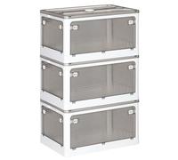 JOYBOS Set di 3 scatole pieghevoli grigio 28L