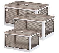 JOYBOS, Set di 3 scatole portaoggetti per vestiti, 55 + 85 + 116 l, pieghevole, in plastica