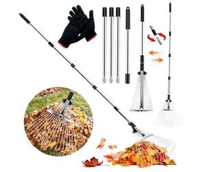 JOYBOY Rastrello Giardino 18 Denti Metallo, Testa Espandibile 20-40cm