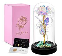 JOYBOY Rosa Eterna,La Bella e La Bestia Rose,La Bella e La Bestia Rosa Eterna,Elegante Cupola di Vetro con Luci LED, Regalo per Mamma Moglie Anniversario Compleanno Valentine per lei