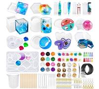 JOYBOY Stampi per Resina Epossidica,140pcs in Silicone Contiene Set di Strumenti per Il Fai da Te, DIY Colata per Resina include Sfera Cubo Piramide