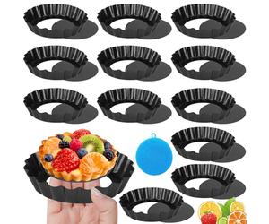 JOYBOY Stampo Crostata,Teglia per Crostata per Torte,Stampo per Quiche,Teglia Tonda per Crostata,Stampi per Tortine,Teglia Crostata in Acciaio al Carbonio con Fondo Amovibile Stampi per Crostatine