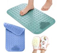 JOYBOY Tappeto Doccia Antiscivolo, 2pcs Tappetino da Vasca Antiscivolo(70x40 cm) con Ventose e Fori di Drenaggio, Morbida TPE per Vasca, Bagno(con Guanto da Bagno)