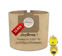 JoyBros 15-Pack Sacchetti Carta per Karcher wd3 Premium 6.959-130.0 wd3p wd 3.200 6.904-051.0 mv3 A2504 A2204 Kärcher Aspirapolvere Sacchi Sacchetto