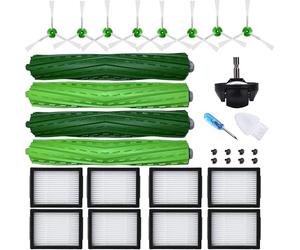 JoyBros Accessori Kit per iRobot Roomba e5 e5154 e6 Combo i5 J5+ i7 i7156 i1 i3+ EVO i4 Combo i8 +, 8x Filtri, 4x Rullo Spazzole,8x Spazzola Laterale 1x Ruota Ricambio