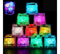 Joycabin 12 cubetti di ghiaccio a LED per bevande, cubetti di ghiaccio luminosi, cubetti di ghiaccio illuminati, giocattoli da bagno per bambini, giocattoli d'acqua per festival, matrimoni, feste,