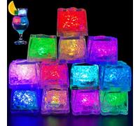 Joycabin 12 cubetti di ghiaccio luminosi, luci a LED per cubetti di ghiaccio, batteria sostituibile, lampada a cubetti di ghiaccio, giocattolo da bagno per bevande, giocattoli per gelato per festival,