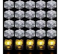 Joycabin 15 blocchi luminosi, 2 x 2 pietre luminose a LED, trasparenti, set di mattoncini da costruzione, giocattoli, compatibili con tutte le grandi marche di mattoncini - bianco caldo