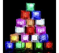 Joycabin 18 cubetti di ghiaccio luminosi, luci a LED per cubetti di ghiaccio, con sensore di liquido, cubetti di ghiaccio a LED per bevande, giocattoli per festival, matrimoni, feste, bar, decorazione