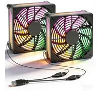 Joycabin 2 Ventole USB da 120 mm per PC, 5V, LED Colorato, Silenziose | Ventole 120 x 120 mm con LED Colorati per Computer, PS4, TV Box, Router, Ricevitori, Armadi AV e Server