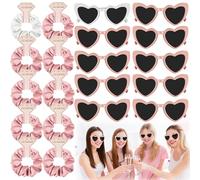 Joycabin 20 Pezzi Occhiali Team Bride da Sole a Forma di Cuore, 10 Occhiali a Forma di Cuore + 10 Elastici per Capelli, Occhiali da Sposa Cuore,JGA e Accessori Decorativi per Addio al Nubilato (Rosa)
