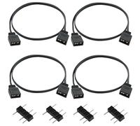 Joycabin 4 cavi di prolunga ARGB da 50 cm, 3 poli, ARGB a 3 poli, cavo indirizzabile a 3 poli, per case del computer, raffreddamento CPU e ventola RGB da 5 V, cavo PC