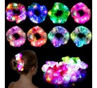 Joycabin 8 elastici per capelli luminosi, a LED con 3 modalità di luce, fasce elastiche luminose per donne, ragazze, accessori per capelli per Capodanno, carnevale, feste in costume
