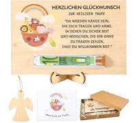 Joycabin Battesimo, regali in denaro per battesimo, confezione in legno con basi, biglietti e angeli in legno, regali in denaro, per battesimo, battesimo per ragazze e ragazzi (Arca di Noè)
