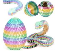Joycabin Giocattolo di serpente stampato 3D, Pasqua 3D, uovo di serpente stampato 3D, uova di serpente, uova di serpente, animali stampati 3D, per bambini, regali di scrivania (Arcobaleno)