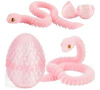 Joycabin Giocattolo di serpente stampato 3D, Pasqua 3D, uovo di serpente stampato 3D, uova di serpente, uova di serpente, animali stampati 3D, per bambini, regali di scrivania (Rosa)