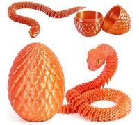 Joycabin Giocattolo di serpente stampato 3D, Pasqua 3D, uovo di serpente stampato 3D, uova di serpente, uova di serpente, animali stampati 3D, per bambini, regali di scrivania (Oro Rosso)